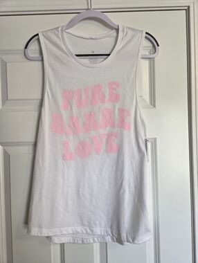 Pure Barre White & Pink "PURE BARRE LOVE" Muscle Tank